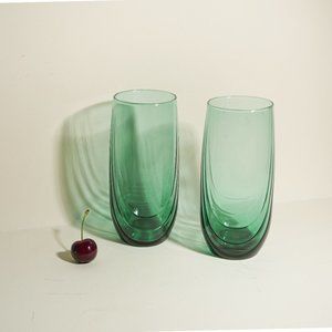 Art Deco Water Draped Glasses in Turquoise